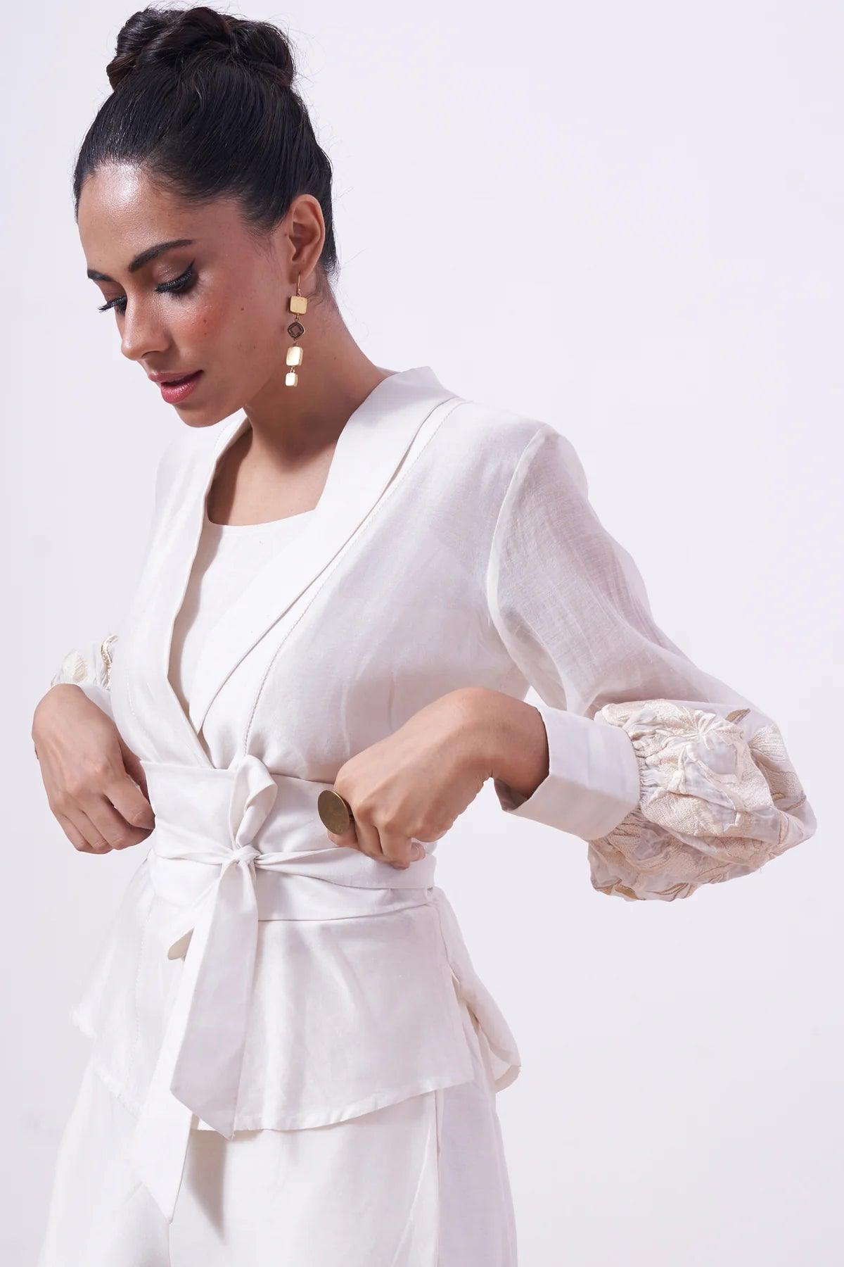 Grace - Vanilla Wrap Top with Ankle Pants - The Couture by KJH