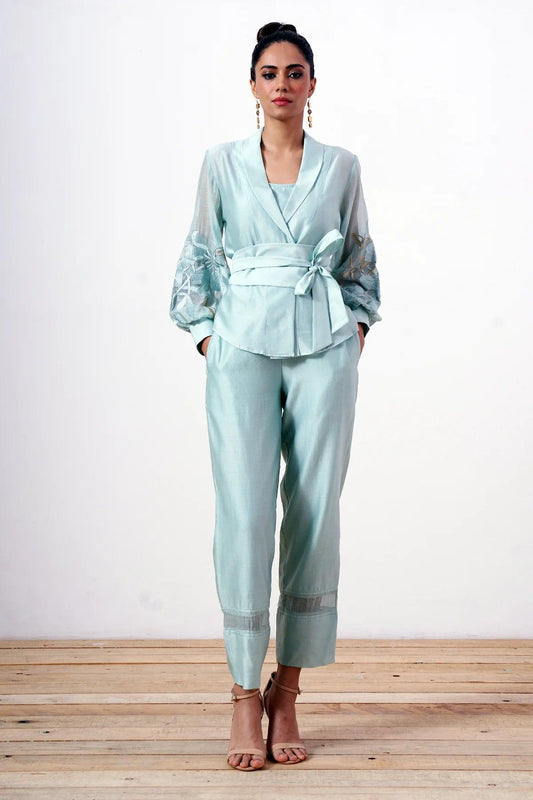 Grace - Mint Wrap Top with Ankle Pants - The Couture by KJH