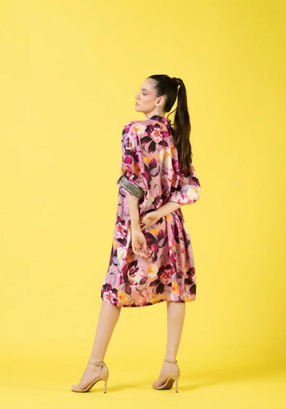 AMBER AND PURPLE KAFTAN SHIRT DRESS