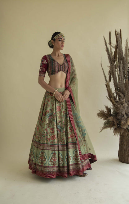 Bageecha Peacock Lehenga