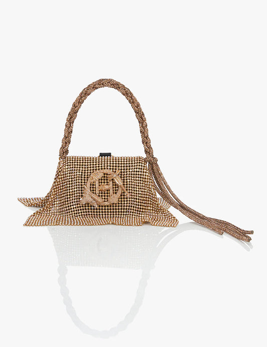 GOLD RUSH CRYSTAL FURBIE HANDBAG