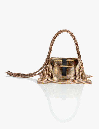 GOLD RUSH CRYSTAL FURBIE HANDBAG