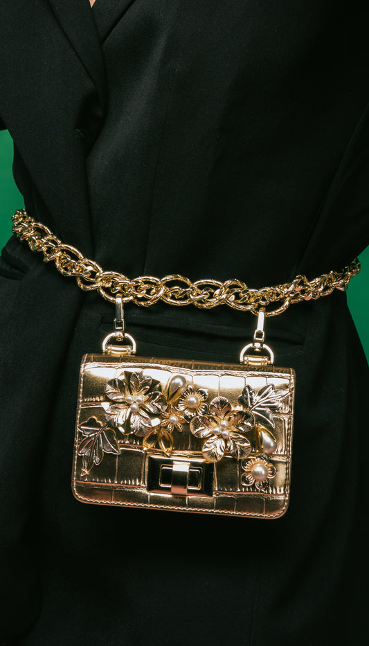 24K Gold Chain link belt bag