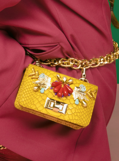 Canary Yellow Chain-link Belt Bag