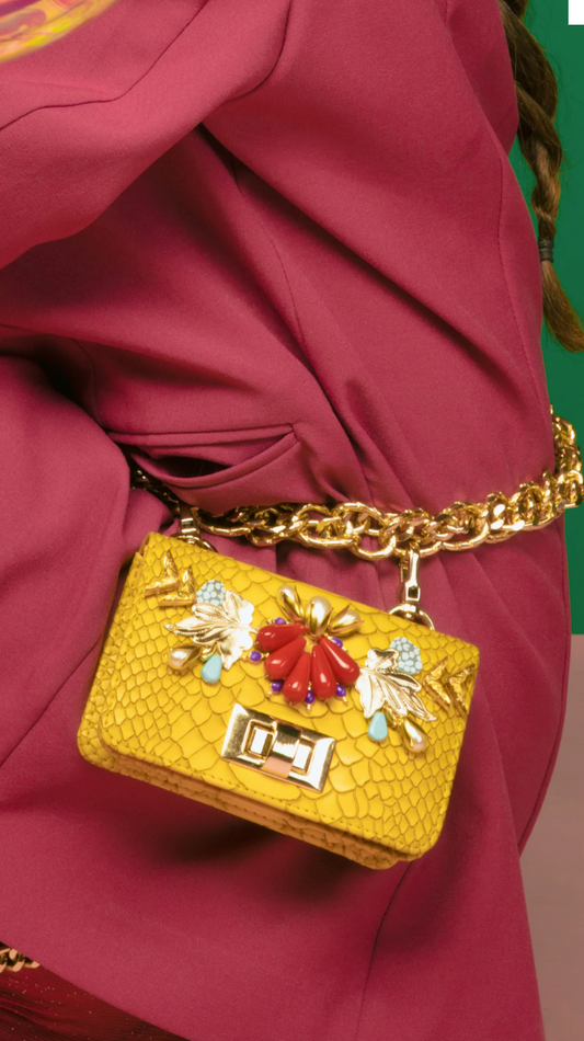 Canary Yellow Chain-link Belt Bag