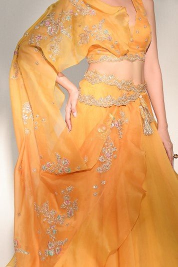 Yellow Embroidered Lehenga Set