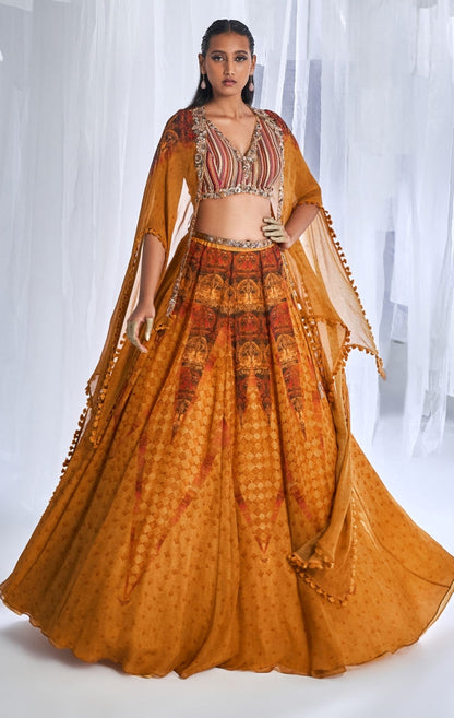 "Ekiya Love" Printed Chiffon Lehenga