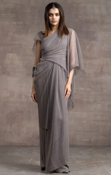 Oyster asymmetric draped dress