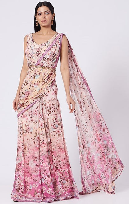 Blush Pink Printed Concept Saree