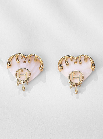 Gold Plated Heart Shell Earrings