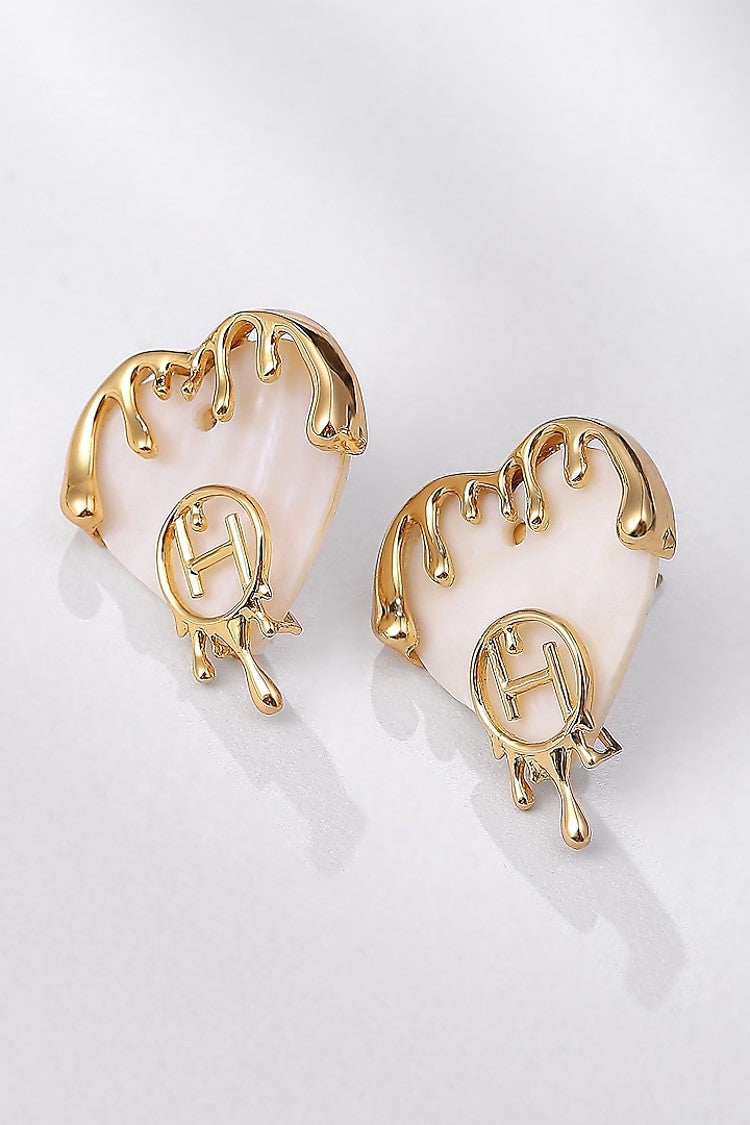 Gold Plated Heart Shell Earrings