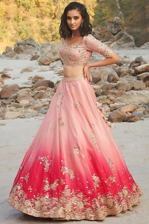 Fuchsia Zardosi Embroidered Lehenga Set