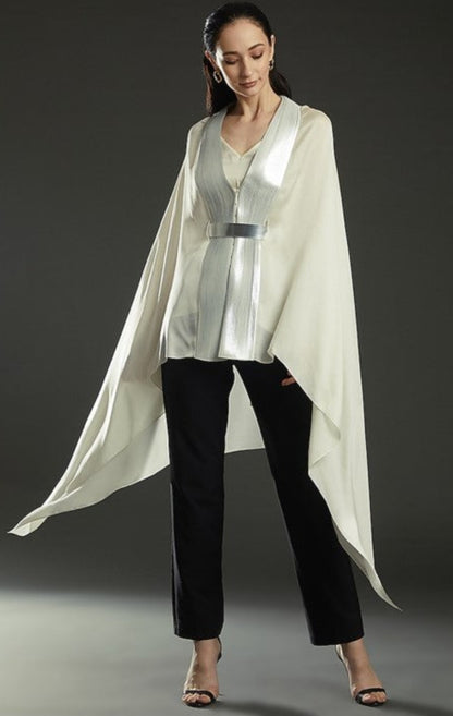 Ivory Chiffon Draped Cape