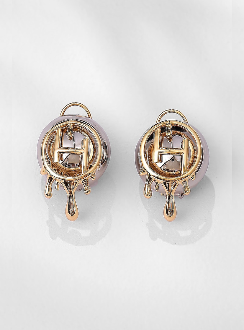 Two Tone Plated Midi Stud Earrings