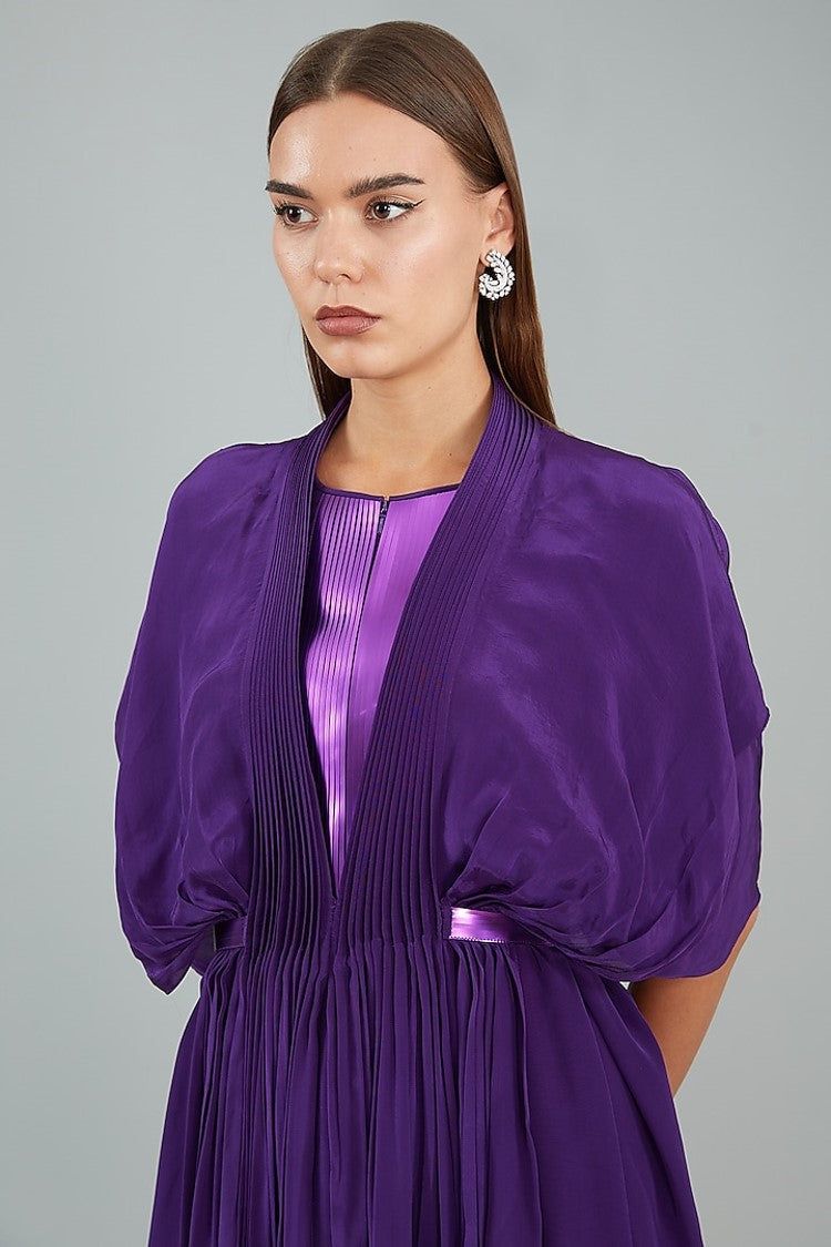 Purple Metallic Polymer & Chiffon Dress