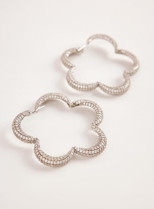 Mini Christina Hoop Earrings In Silver Crystals