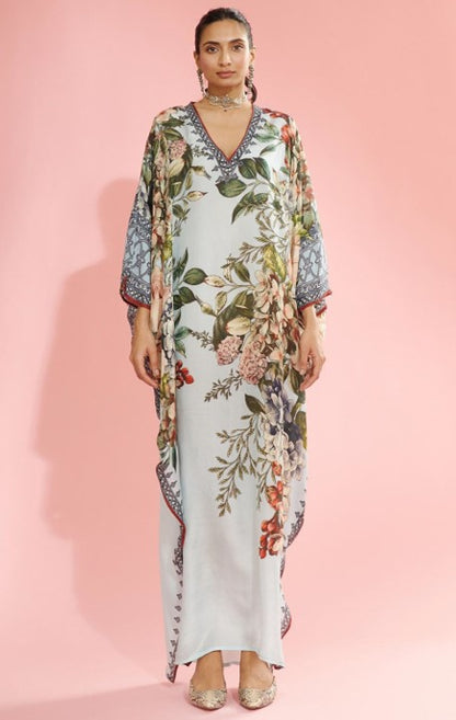 Powder blue printed kaftan