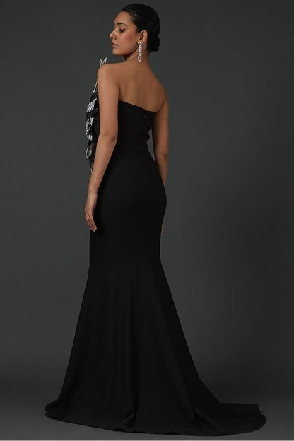 Black Stretch Crepe Gown