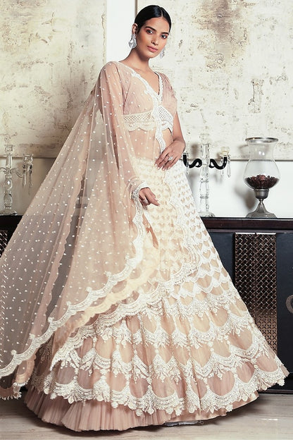 Beige Embroidered Lehenga Set - The Couture by KJH