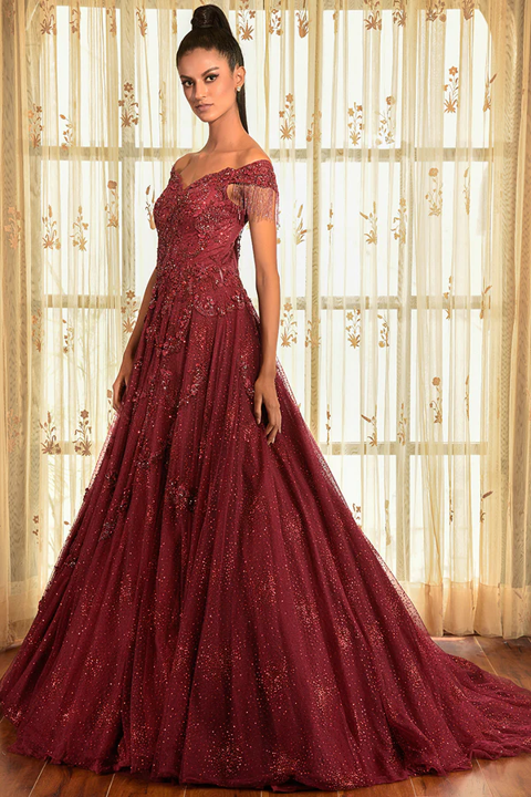 "Kimaya" Shimmer Tulle Gown