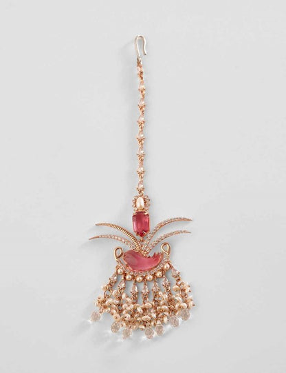 Le Palm Fish Maang Tikka in Vintage Rose