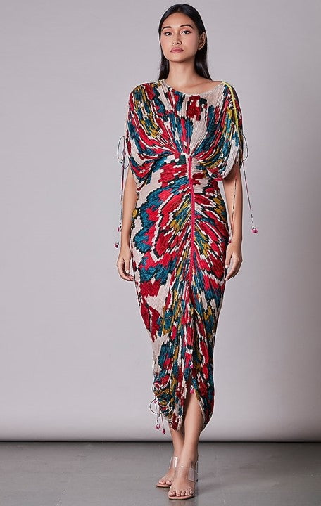 Multi-Colored Printed Kaftan Dress