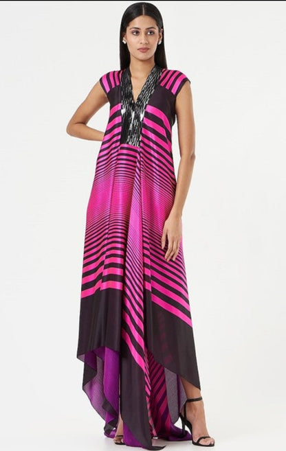 Neon Pink & Black Striped Dress