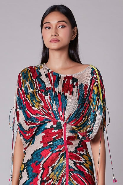 Multi-Colored Printed Kaftan Dress