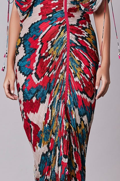 Multi-Colored Printed Kaftan Dress