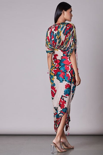 Multi-Colored Printed Kaftan Dress