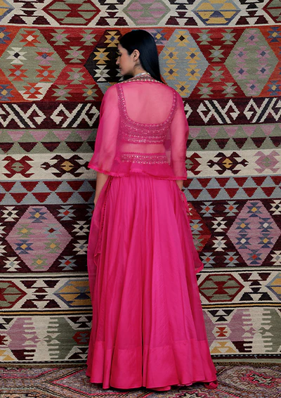 Fushia Embroidered Lehenga