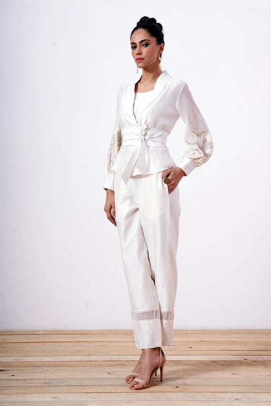 Grace - Vanilla Wrap Top with Ankle Pants - The Couture by KJH