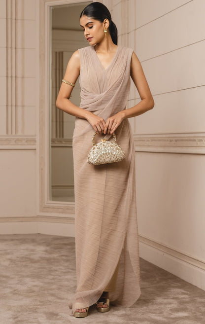 Draped Dress in Metallic Gauze