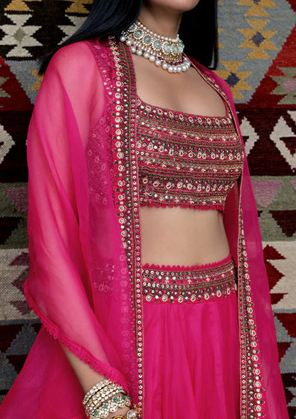 FUCHSIA EMBROIDERED LEHENGA