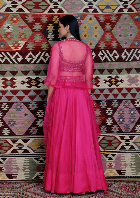 FUCHSIA EMBROIDERED LEHENGA