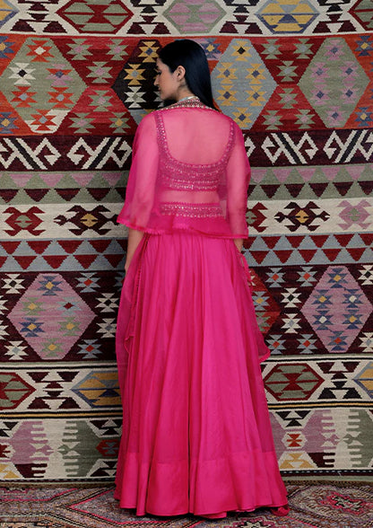 FUCHSIA EMBROIDERED LEHENGA