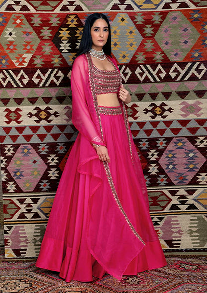 FUCHSIA EMBROIDERED LEHENGA