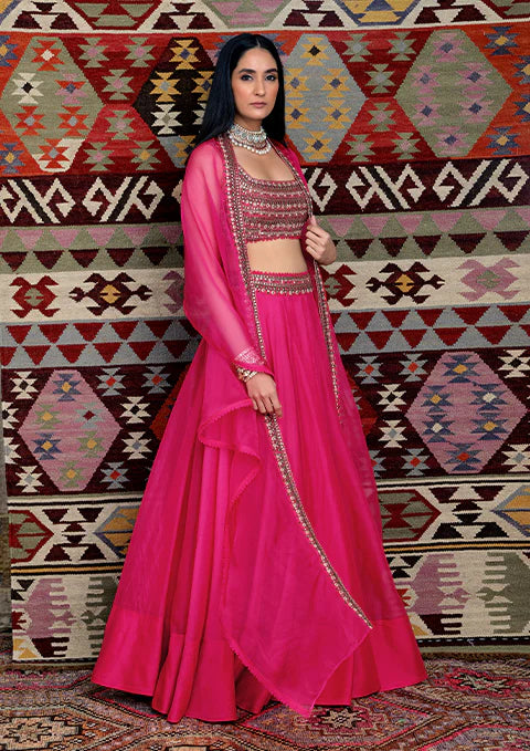 FUCHSIA EMBROIDERED LEHENGA