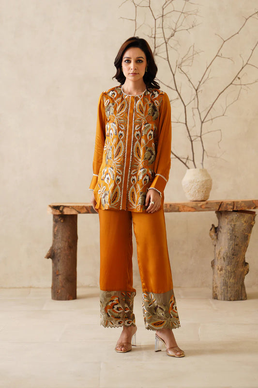 ELORAH SATIN EMBROIDERED MATCHING SET