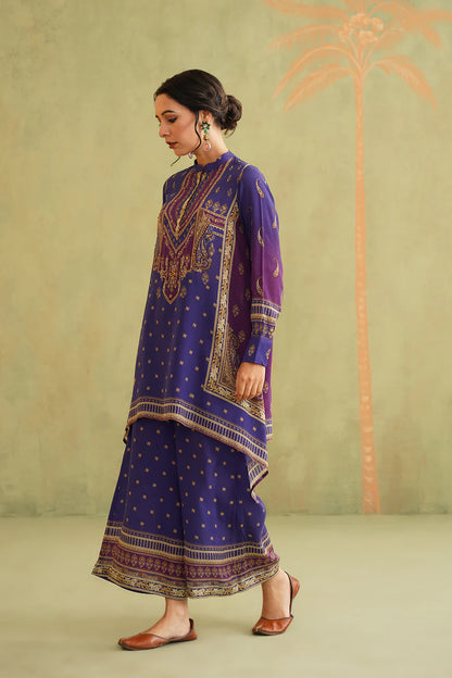 ROYAL PURPLE HAND EMBROIDERED CREPE MATCHING SET