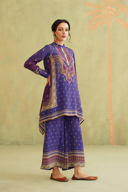 ROYAL PURPLE HAND EMBROIDERED CREPE MATCHING SET