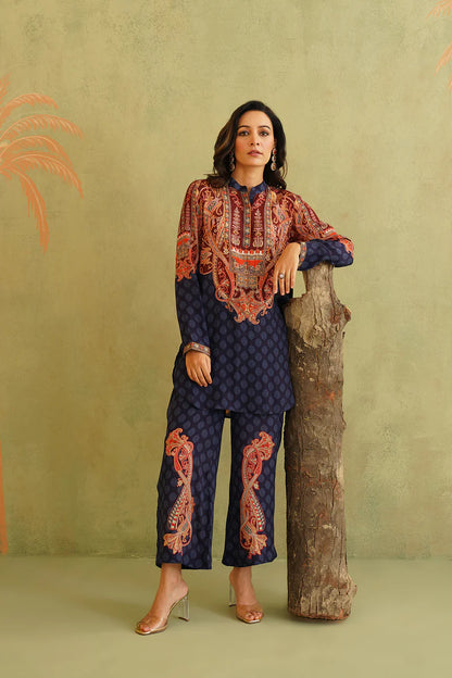 SANA HAND EMBROIDERED CREPE MATCHING SET