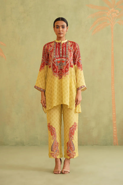 SUNSHINE YELLOW HAND EMBROIDERED MATHCING SET