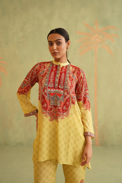 SUNSHINE YELLOW HAND EMBROIDERED MATHCING SET
