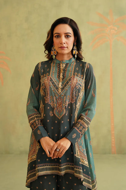 YASMIN GREEN EMBROIDERED MATCHING SET