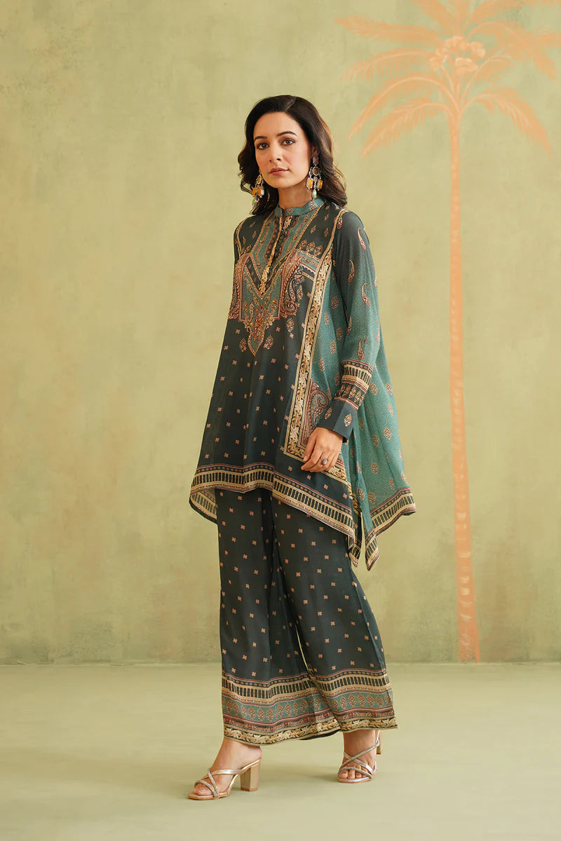 YASMIN GREEN EMBROIDERED MATCHING SET