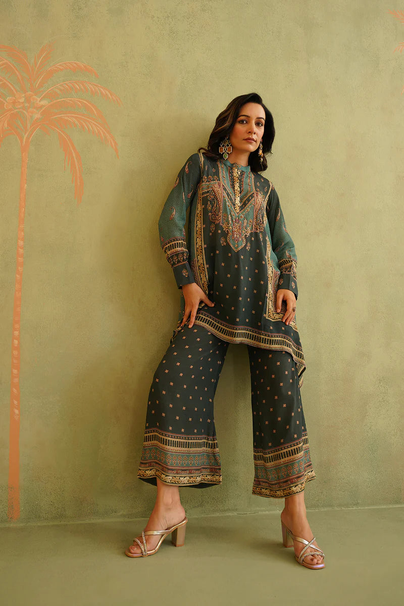 YASMIN GREEN EMBROIDERED MATCHING SET