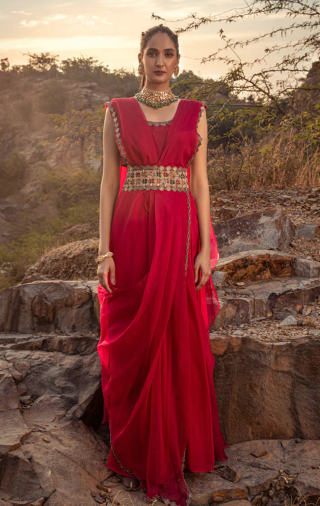 Nomadic Fuchsia Pre-Draped Saree